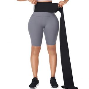 Black Latex Tummy Waist Wrap Compression Band